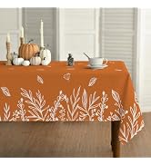 Horaldaily Fall Tablecloth 60x84 Inch Rectangular, Thanksgiving Autumn Harvest Orange Wild Flower...