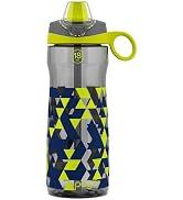 Pogo BPA-Free Tritan Kids Water Bottle with Silicone Soft Straw, Grey Geode, 18 oz.