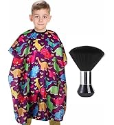 Kids Barber Cape with Neck Duster Brush, Professional Salon Hair Cutting Cape with Adjustable Sna...