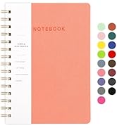 Oneirom Spiral Notebook, Pink Notebook-6.1x8.2 Inch College Ruled Journal with Inner Pockets and ...