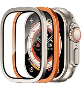 SWUU 2 Pack Tempered Glass Screen Protector with Titanium Alloy Frame Compatible with Apple Watch...