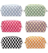 PAZIMIIK Checkered Makeup Bag for Purse Portable Zipper Make Up Pouch Small Cosmetic Case for Tra...
