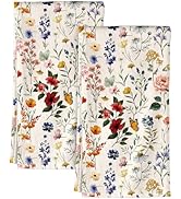 Miss Adola Flour Sack Kitchen Towels - Set of 2 Spring Dish Towels with Hanging Loop 18x26 Inch A...
