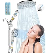 HOPOPRO 21-Setting Dual Filtered Handheld Shower Head Combo, Modern Chrome | Upgraded High Pressu...