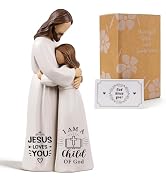 Nlicrst Jesus Embracing Woman Figurines - Christian Sculpture Hand-Painted Keepsake 5.9", Religio...