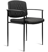 CLATINA Stackable Waiting Room Chair with Armrest, Leather Comfy Reception Guest Chairs, Stationa...