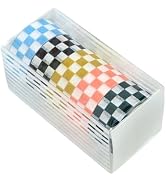 XiowDow Checkered Tape Decorative Plaid Cute Washi Tape Set 0.6inch Width Colored Grid Masking Pa...