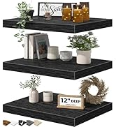 QEEIG 12" Deep Floating Shelves for Wall - 12 x 16 inch Book Shelf Bathroom Bedroom Kitchen Livin...