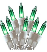 HISHINY Green Christmas Lights 100 Count St Patricks Day Decorations String Lights with White Wir...