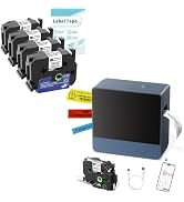 1 Inch Label Maker with 5PK 24mm Tapes, Labeler Large Print Rechargeable, Wireless Bluetooth Ther...