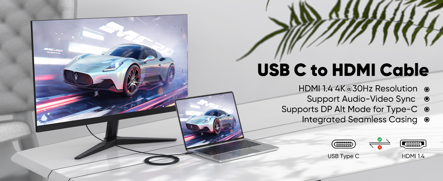USB C to HDMI Cable 10ft