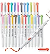 maikedepot 25 Highlighters, Pastel Highlighter Assorted Colors Markers Dual Tip Real Mild Highlig...