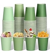 qonimi 100 Pcs Sage Green Paper Cups 8oz Gradient Green Disposable Paper Cups Coffee Water Juice ...