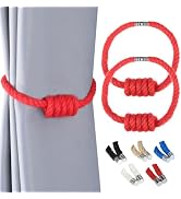BEL AVENIR Magnetic Jute Curtain Tiebacks, Decorative Drapery Holdbacks Bohemian Style Woven Tie-...