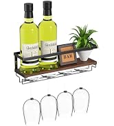 B4Life Wine Glass Holder Wall Mounted, Hanging Wine Glass Rack for Wine Bottles, Bar Shelf Wall M...