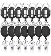 14 Packs Viaky Black Heavy Duty Retractable Id Badge Holders, with Retractable Nylon Cord, Maximu...