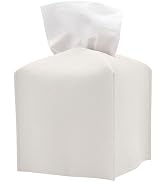 Hapforever 1PC Square Tissue Box Cover, PU Leather Square Tissue Box Holder with Bottom Belt Mode...