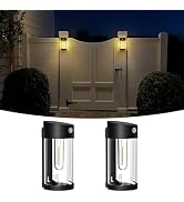 btfarm Solar Fence Lights Outdoor, Motion Sensor Outdoor Lights Waterproof, Retro Metal Glass LED...