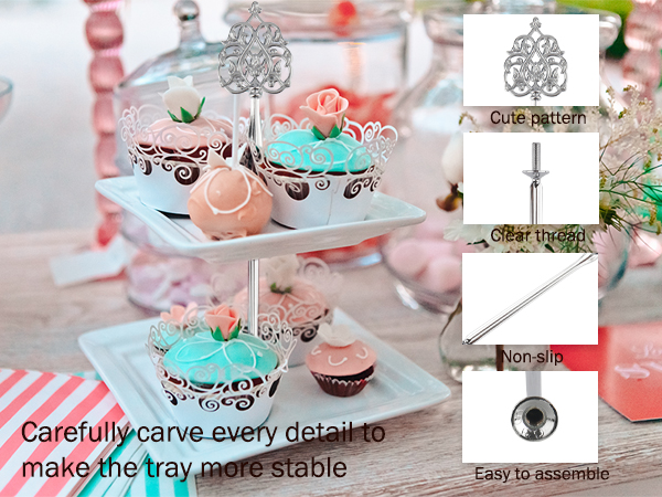 3 Tier 14" Heavy Metal Cake Stand Holder Fruit Plate Stand Fitting Hardware Rod
