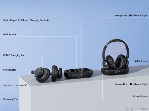 A man watches a wonderful football match with TV headphones