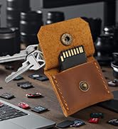 Genuine Leather SD Card Holder Keychain