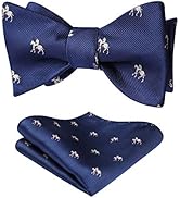 HISDERN Self Tie Bow Ties for Men Animal Fun Bowties Pocket Square Woven Silk Bowtie Handkerchief...