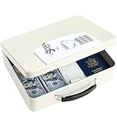 KYODOLED Off-White Safe Box with Digital Keypad Lock, Lock Box with Code for Personal Items, Meta...