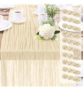 10-Pack Beige Cheesecloth Table Runners – 10FT (35x120 Inch) Boho Rustic Gauze Fabric Cheese Clot...