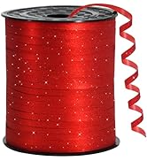 BEISHIDA 500 Yards Red Glitter Ribbon Curling Crimped, Glitter Ribbon Balloon String Shiny for Gi...