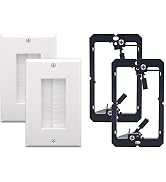 VCE Single Brush Wall Plate with Single Gang Low Voltage Mounting Bracket Cord Pass Through Inser...