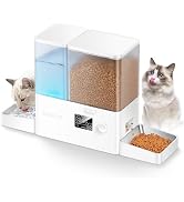 ROJECO Automatic Cat Feeder and Water Dispenser,2-in-1 Large Capacity 5L cat Food Bowl and 3.5L G...