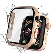 i.VALUX 2 Pack Tempered Glass Screen Protector Case Compatible with Apple Watch Series 7 45mm, Fu...
