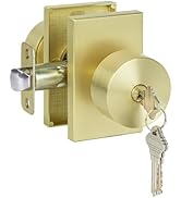 HOSOM Door Knobs with Lock and Key, Keyed Entry Door Knob, Rectangle Exterior and Interior Door L...