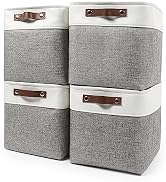 Bagnizer Collapsible Fabric Storage Cubes 11x11 Cube Storage Bins, 4 Pack Closet Baskets Box with...