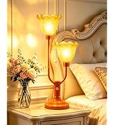 TECHYAP Retro Dimmable Table Lamp, Vintage Bulbs Included, Accent Nightstand Lamp, Stylish Home D...