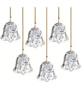 H&D HYALINE & DORA Set of 6 Crystal Christmas Ornaments Clear Faceted Glass Christmas Bell Hangin...