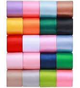 KEOSREE 1-1/2 inch 20 Colors Satin Ribbon Set, 1.5" X2Yd x 20Rolls Rainbow Ribbons for Gift Wrapp...