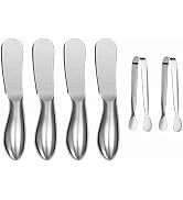 Accfore Spreader Knife Set,6-Piece Cheese and Butter Spreader Knives,Mini Serving Tongs,Stainless...