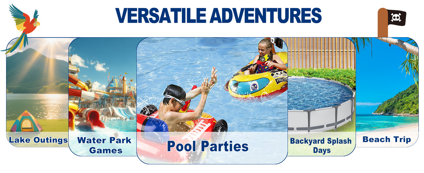 pool floats kids pool toys for toddlers 3-5 4-8 swimming floaties water gun inflatables pirate ship