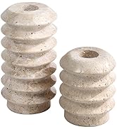 HofferRuffer Travertine Candlestick Holders, Set of 2 Natural Stone Candle Holder Decorative Cand...