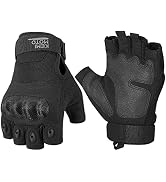 KEMIMOTO Fingerless Tactical Gloves for Men, Motorcycle Gloves for Outdoor Work Sports, Fingerles...