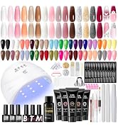 COSCELIA 67PC Gel Nail Polish Kit with U V Light, 25pcs Gel Nail Polish 15 Colors Poly Extension ...