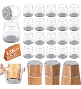 BAIPOK 36Pcs Round Chair Leg Floor Protectors with Felt Bottom, Silicone Chair Leg Covers Caps fo...