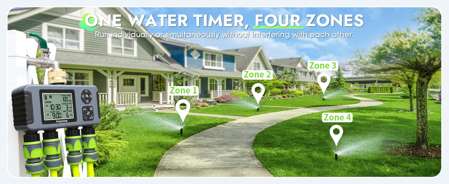4 zones water timer