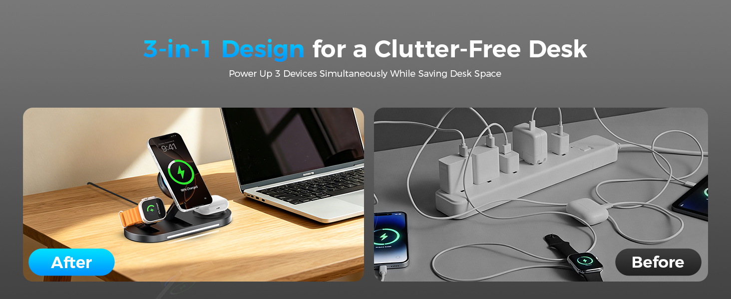 UZLNL 25W Foldable 3 in 1 Charging Station