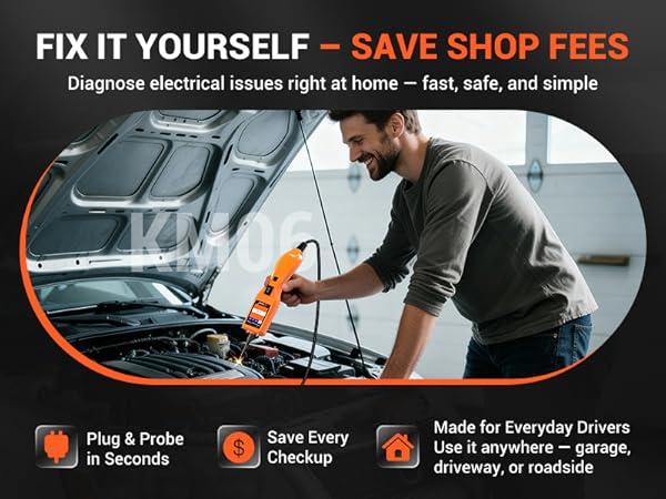 Automotive electrical troubleshooting tool for quick home diagnostics and DIY wiring fixes