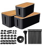 Cable Management Box 3 Pack with 141PCS Cable Management Kit for Power Strip,Cord Organizer Boxes...