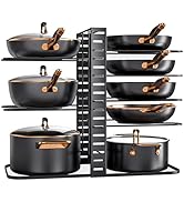 MUDEELA Pots and Pans Organizer Rack under Cabinet 14.55in Height, 8-Tiers Adjustable Pot Rack wi...
