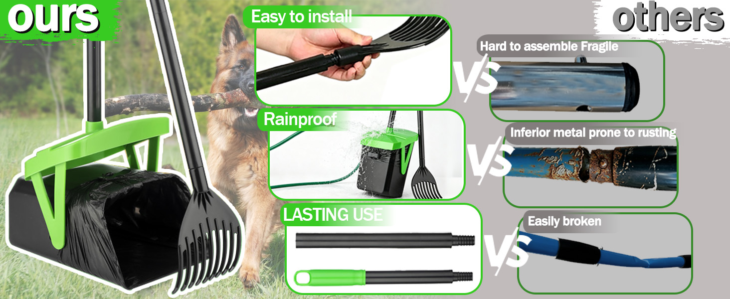 FUSBUNTY Dog Pooper Scooper Swivel Bin with 100 Waste Bags