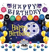 42 Pcs Button Birthday Party Decorations Pre-Assembled Button Eye Decor Set Includes Horror Movie...
